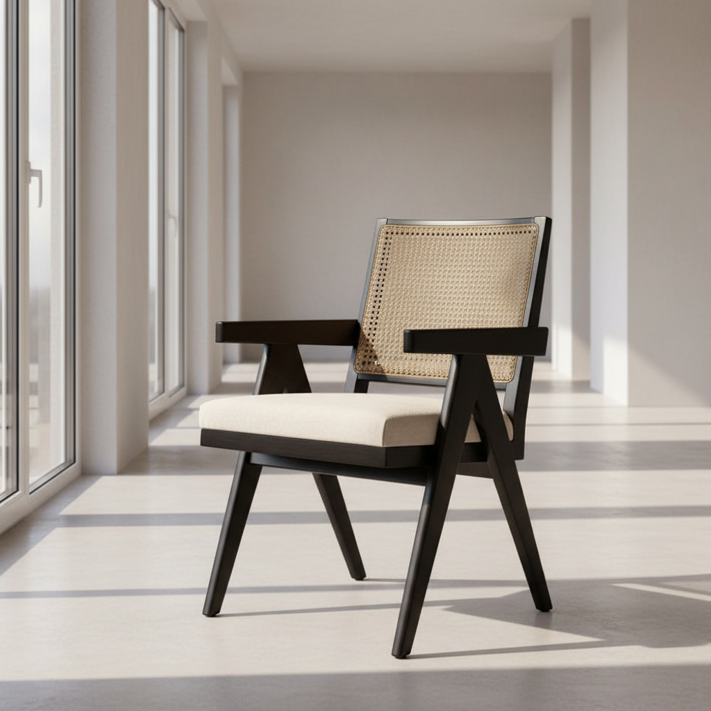 Chandigarh Cane Chair with Cushion