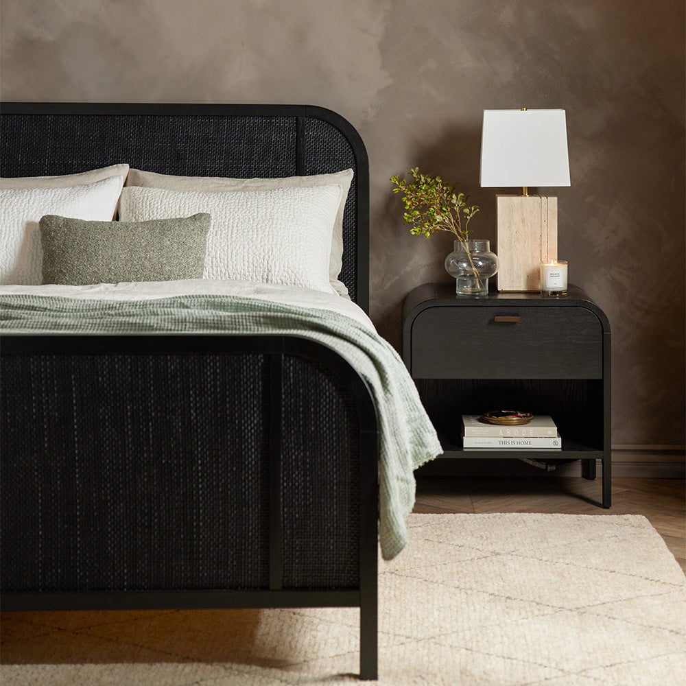 Gagron Solidwood Rattan (Cane) Bed