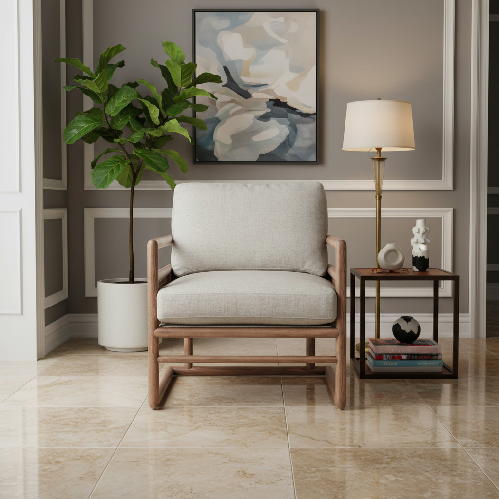 Carlin Cane Armchair in matte natural finish with solid wood frame and natural rattan cane weaving