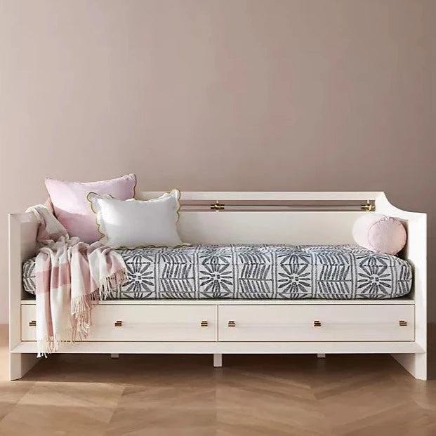 House of Woodworm | Elegant White Sofa cum Bed | Solid wood | Office