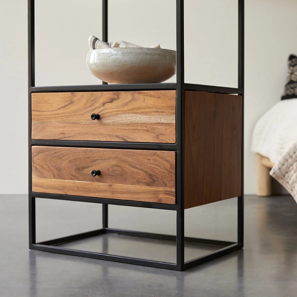 Woodworm furniture-Solid wood-Sheesham-Alif Single-Bookcase-BookSelf-Front view-Natural