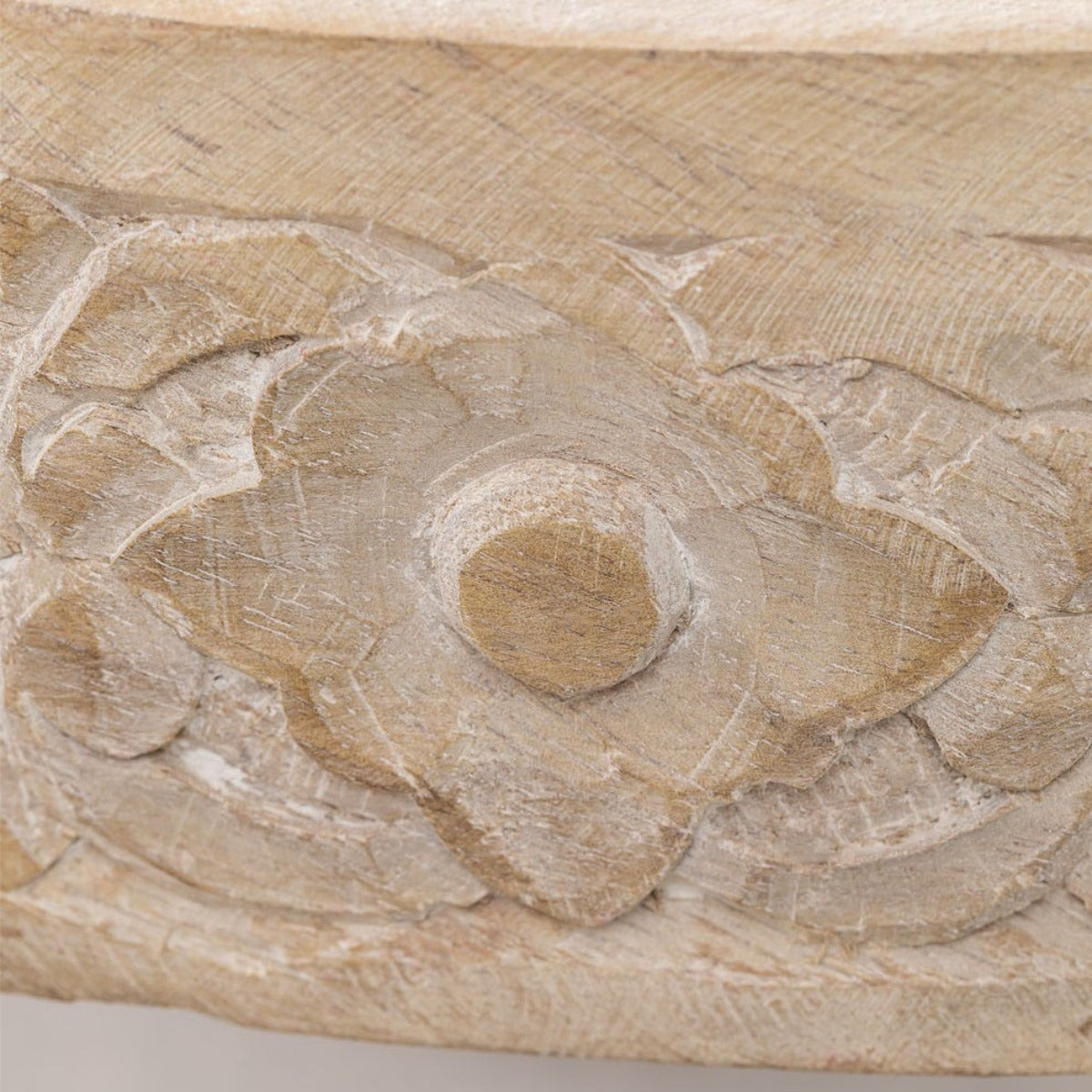 Woodworm Furniture | Carved Round Table | Coffee Table| Head Work  | Carving Close View