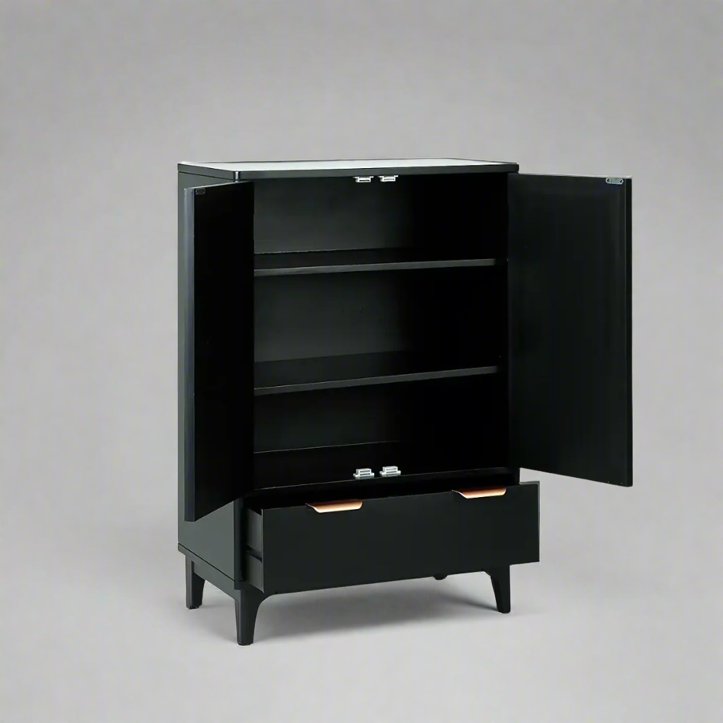 Woodworm | Franco Cabinet | Premium - Cane Sideboard | Solid wood | Black | Rattan | Luxury furniture