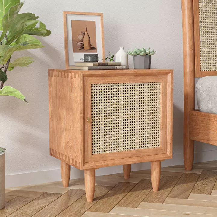 Woodworm Furniture | Weaved Bedside Table | Cane Work | Solid wood | Affordable Furniture | sheeham | rose wood