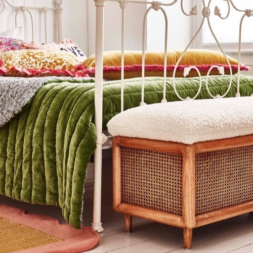 Raphia Rattan Ottoman