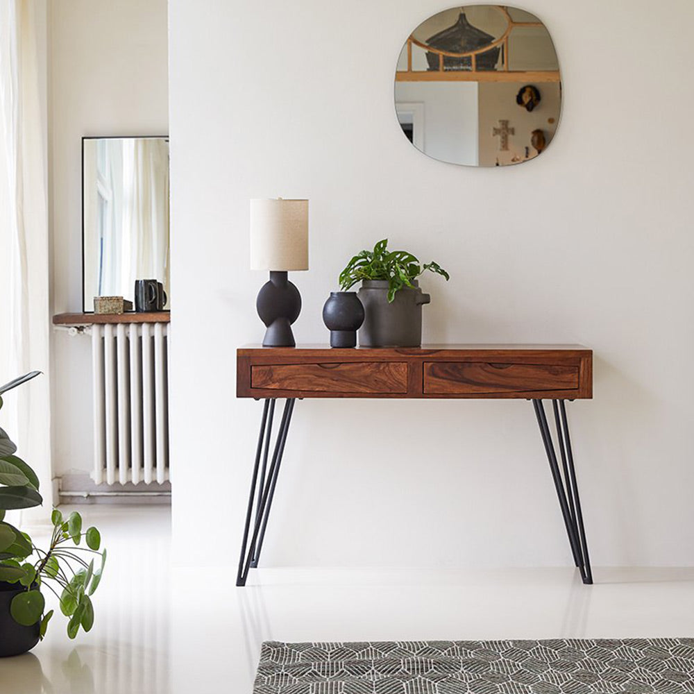 House of Woodworm | Metric Console Desk | Solid Wood & Metal