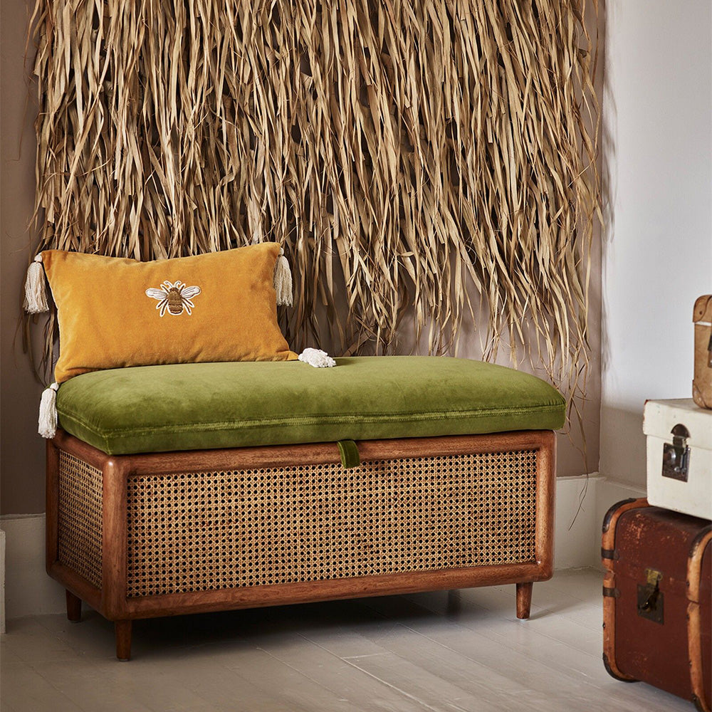 Raphia Rattan Ottoman