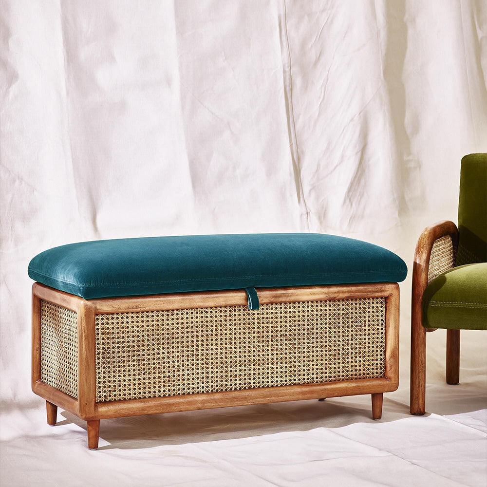 Raphia Rattan Ottoman