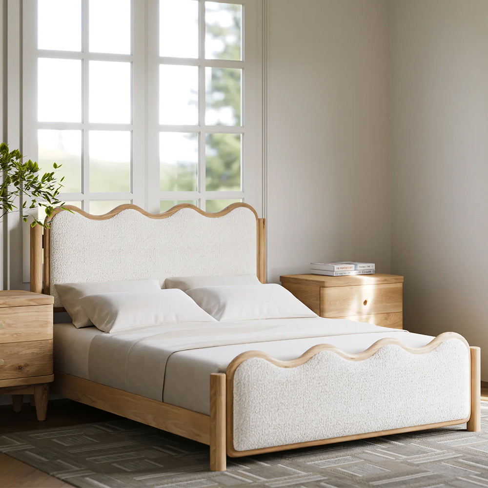 Wave Solidwood Upholstered Bed