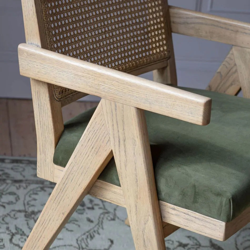 Chandigarh Cane Chair with Fabric Seating