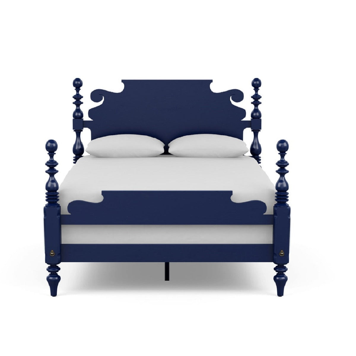 Woodworm Furniture | Beyonce Bed | Premium Rosewood Bed | Solid wood | Turning Legs | Blue 