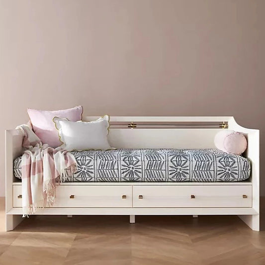 House of Woodworm | Elegant White Sofa cum Bed | Solid wood  | Office
