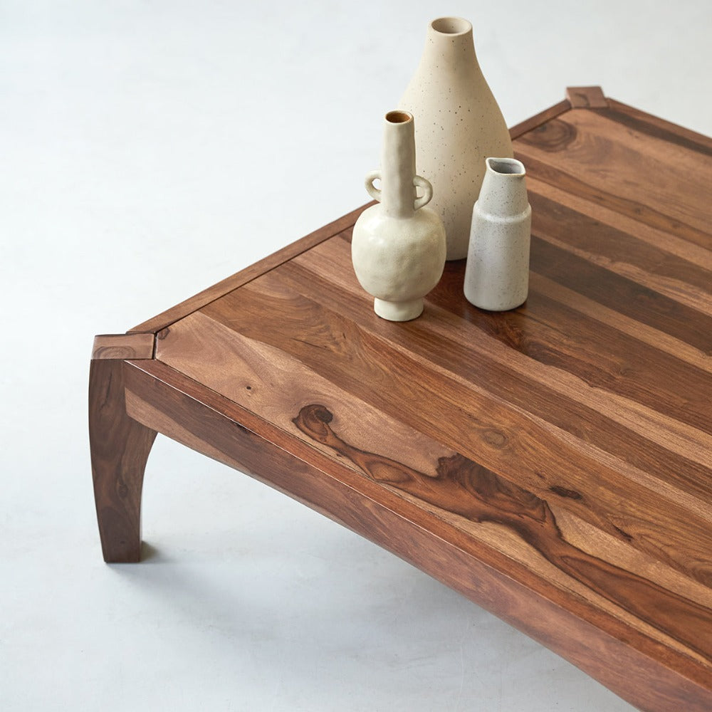 Woodworm furniture-Solid wood-Sheesham-Amaze-Coffee Table-Center Table-Top view-Natural