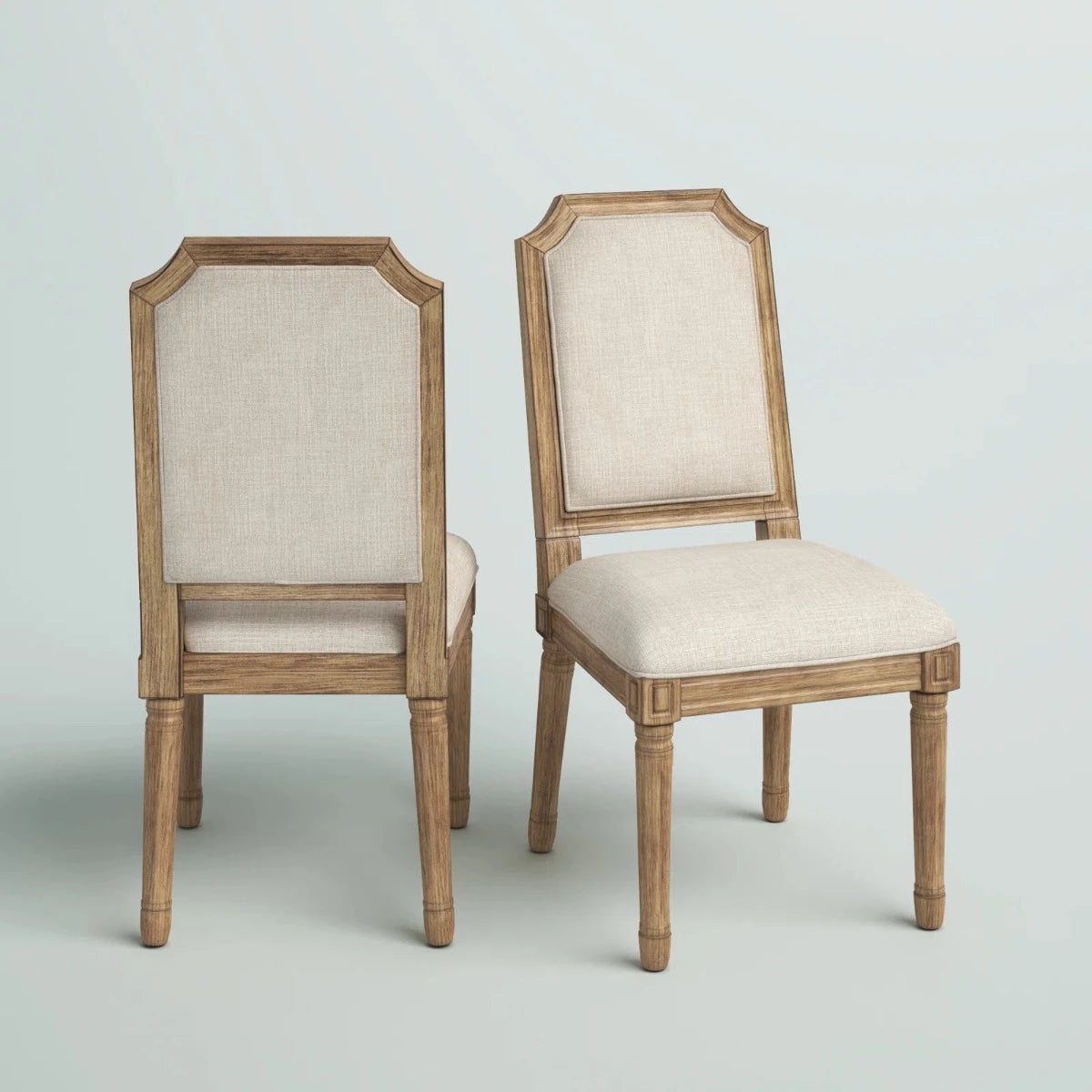 Woodworm Furniture | Ashley | Solid Wood Chair | Premium-Upholstery | Front Back View