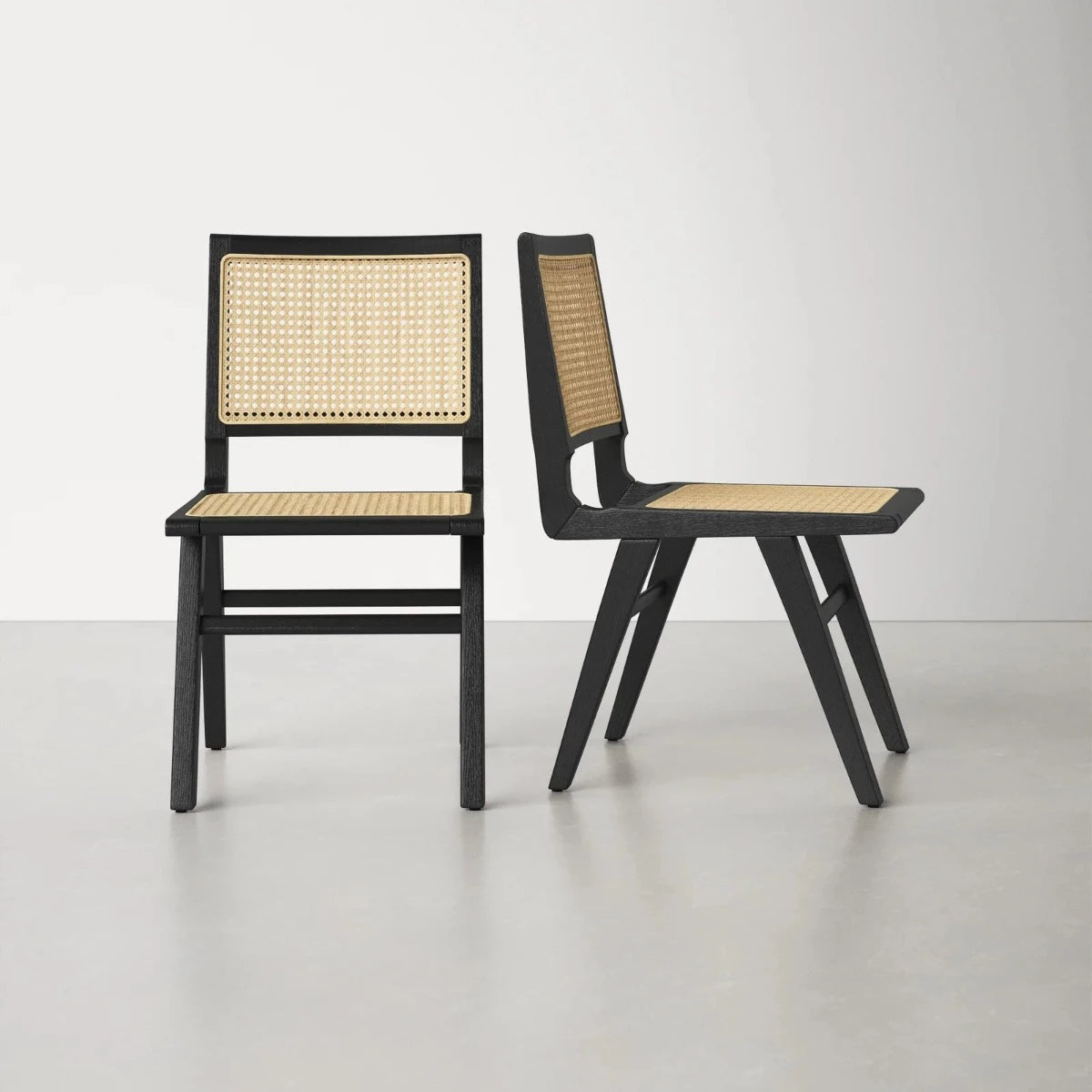 Woodworm | Attic Dining Chair | Sheesham | Premium Furniture | Black | Vintage Cane Chair