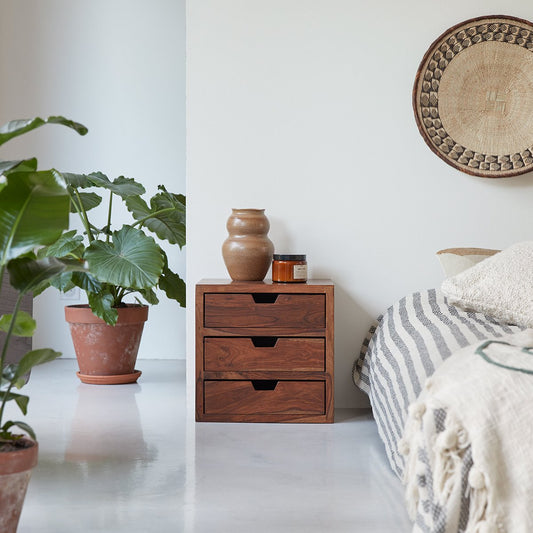 Woodworm Furniture | Kwart Bedside Table | Solid Wood | Sheesham