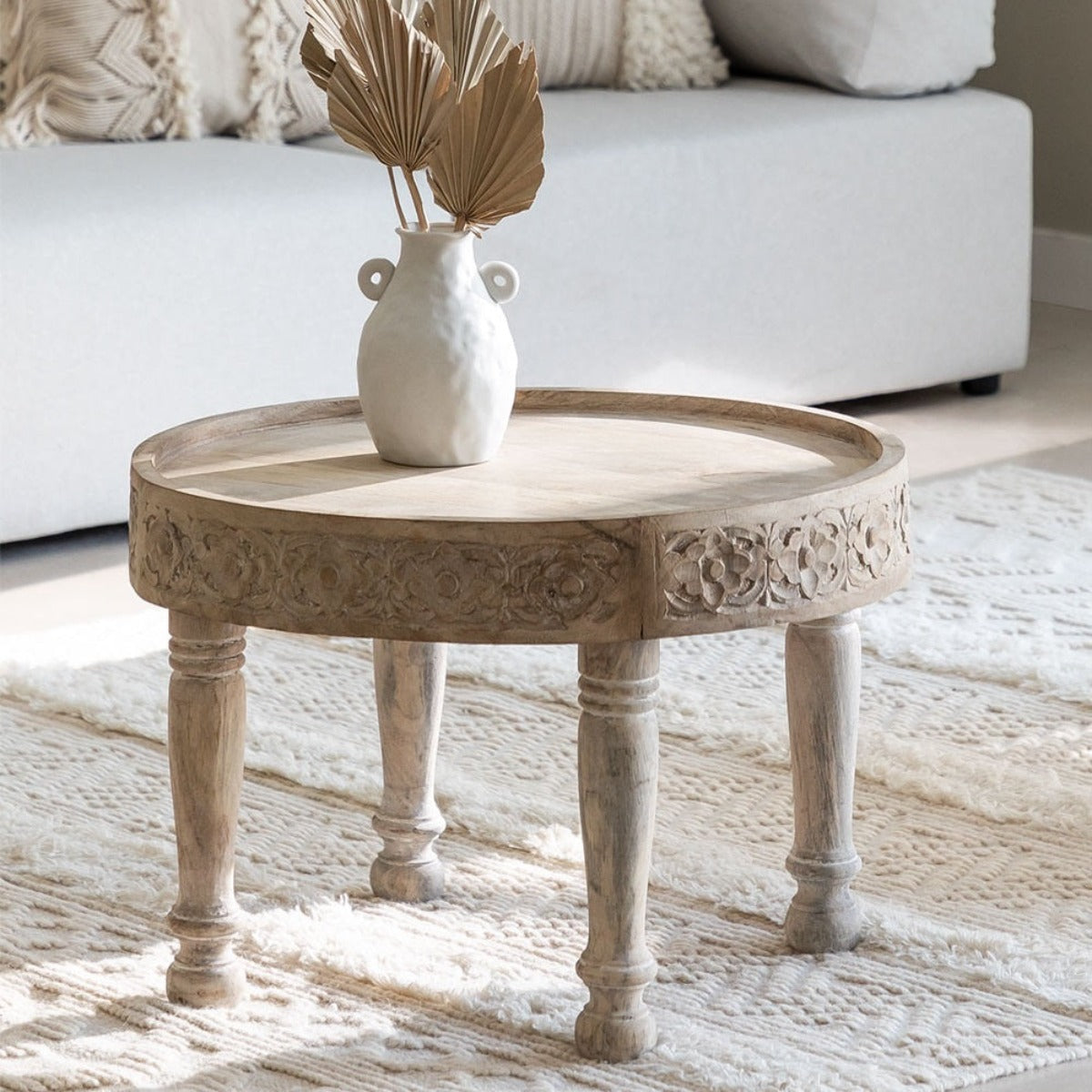 Woodworm Furniture | Carved Round Table | Coffee Table| Head Work  