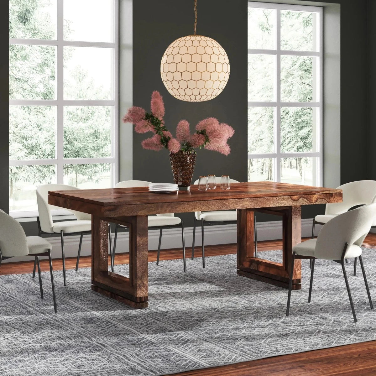 Woodworm Solid Dining Table Solid wood Black Legs House of