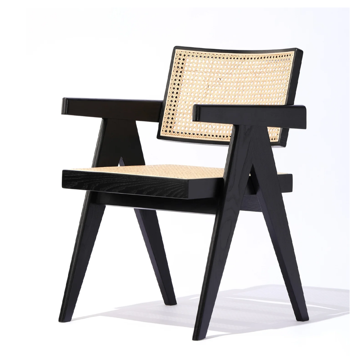 Woodworm | Premium Solid Wood Cane Chair | Sheesham| Black 