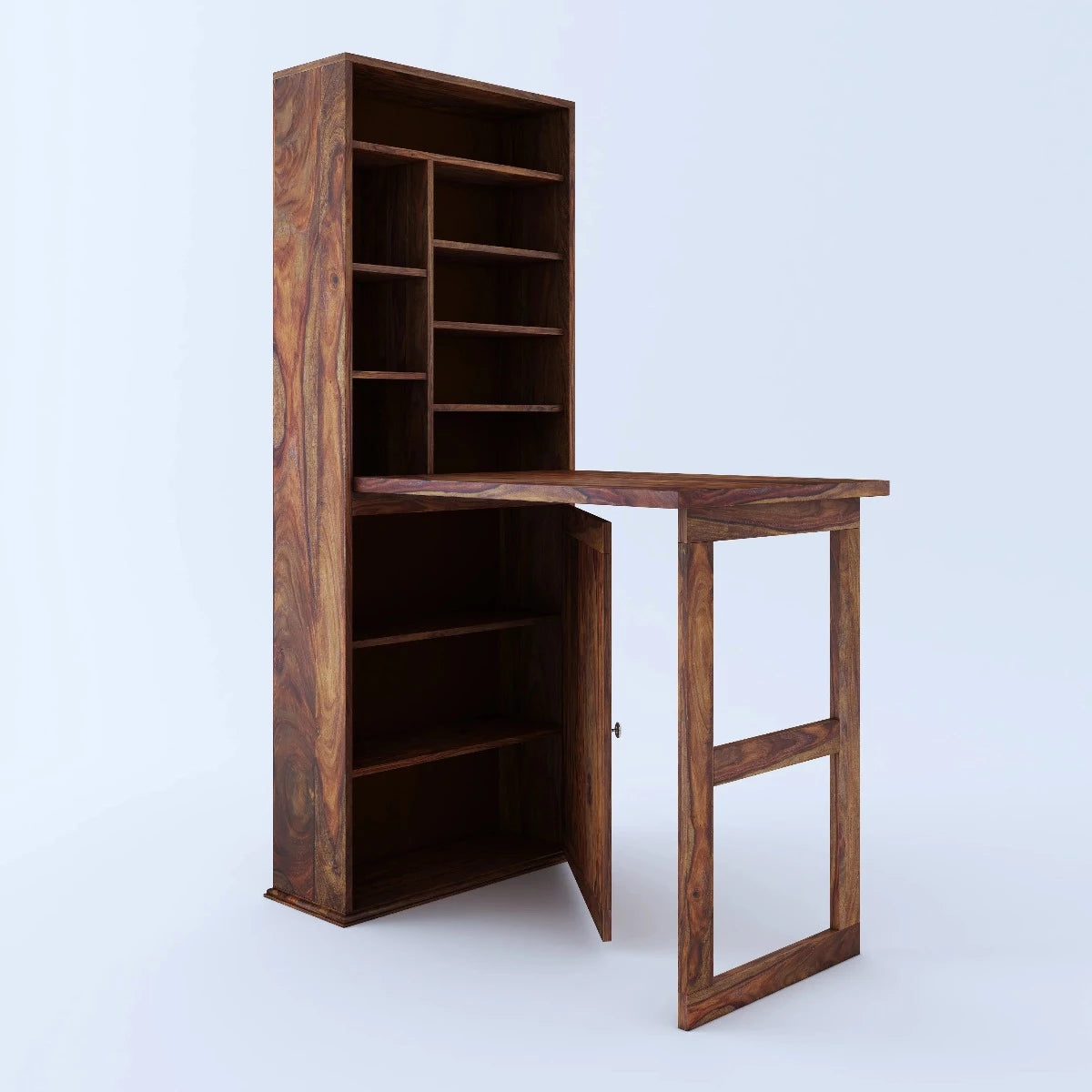 Woodworm Furniture | Folding Bookshelf | Bookshelf cum Study Table | Overall view 