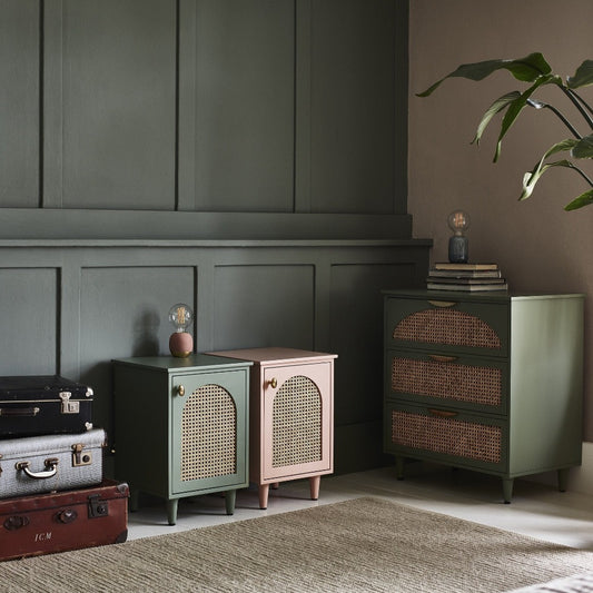 Woodworm Furniture | Hawamahal Bedside Table | Solid Wood-Cane woodworm Affordable Premium Rosewood Mango wood Buy online