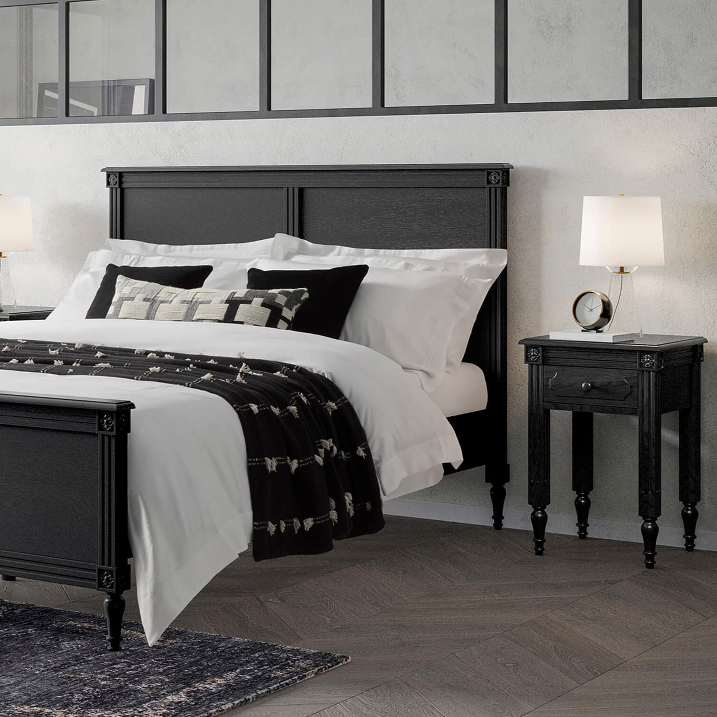 Woodworm | Dark-Night | Solid Wood | Rosewood | Black Bed | Carved  Bed|