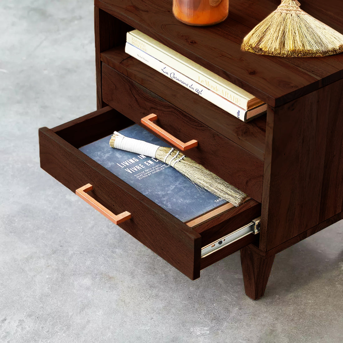 Woodworm Furniture Acacia Bedside Table Premium Hand Crafted